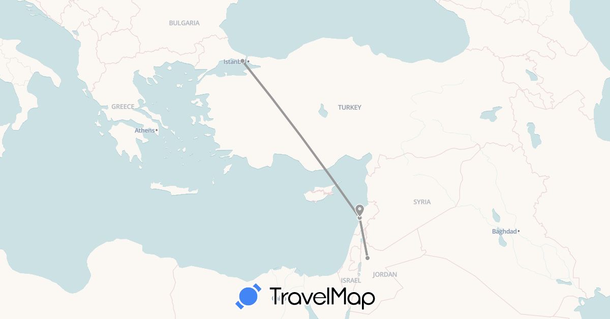 TravelMap itinerary: plane in Jordan, Lebanon, Turkey (Asia)